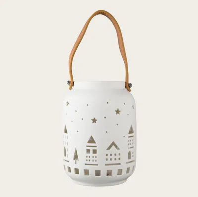 Lykta för dekoration med LED, H 17cm, Vit