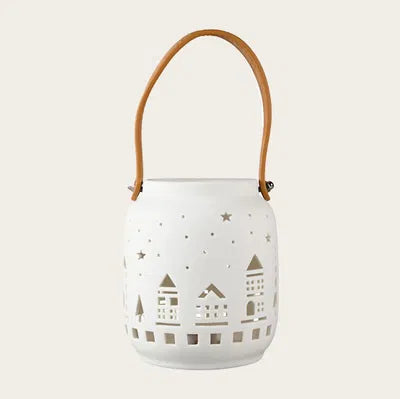 Lykta för dekoration med LED, H 13,2cm, Vit