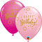 11" RND QX LATEX PNK&BRY 025CT BDAY DOTS & SPARKLES