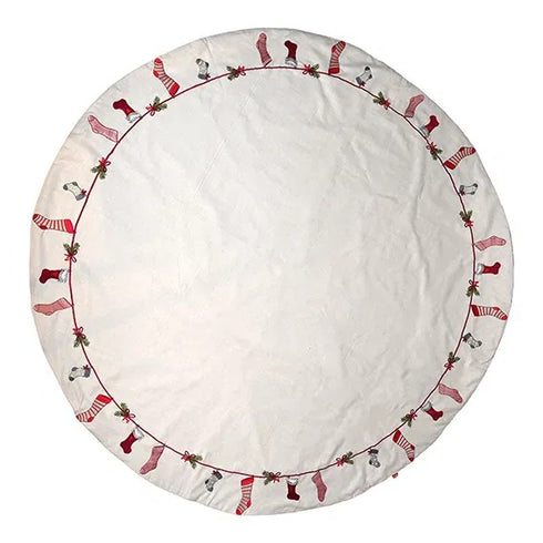 Julgransmatta, Dia.120cm, Bomull, Beige