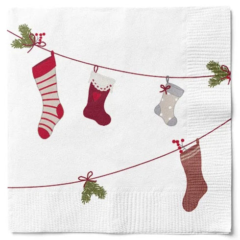 Servetter, 3-lags, Vit, Julstrumpor, Christmas Ornaments