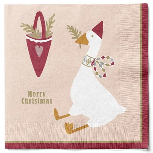 Servetter, 3-lags, Aprikos, Julgås, Nordic Pixie