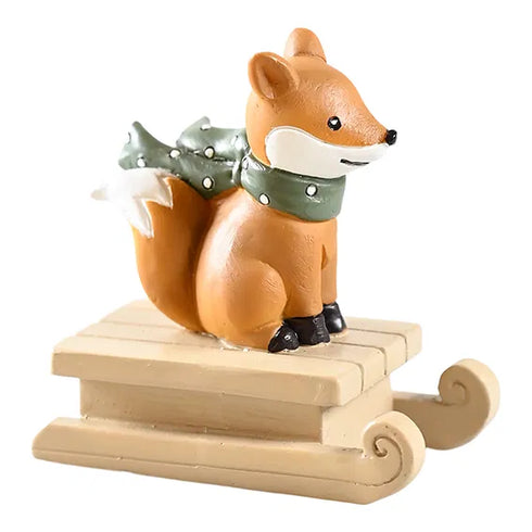 Räv på kälke, H 6,5 cm, Orange