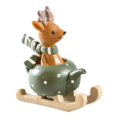 Räv i släde för upphängning, H 7cm, Grön