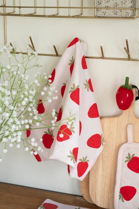 Jordgubbe, kökshandduk, 2 varianter