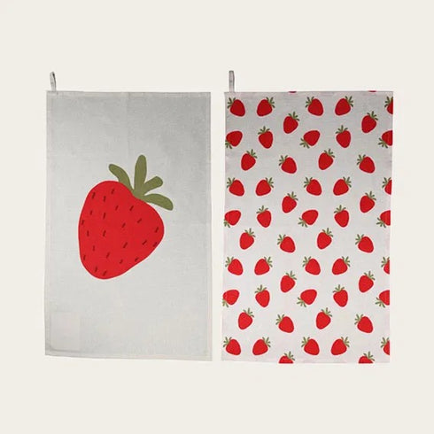 Jordgubbe, kökshandduk, 2 varianter