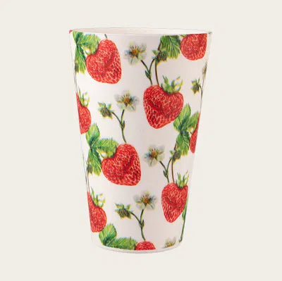 Mugg, H 13cm, 380ml, Plast, Röda jordgubbar