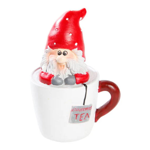 Tomte i tekopp, H 8cm, Röd