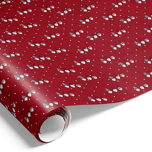 Presentpapper - "Tre små tomtar" - 10 m - röd