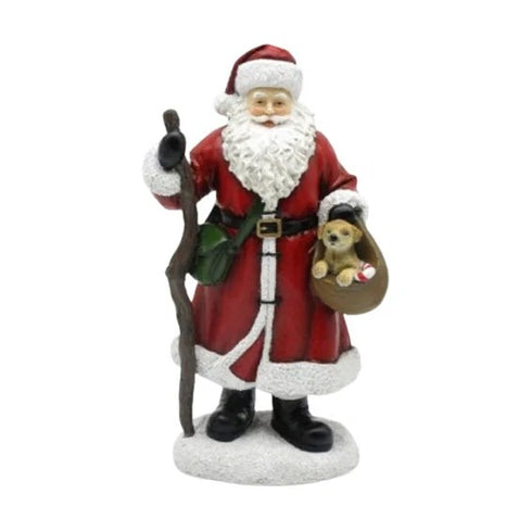 Santa, with dog, red, H30cm