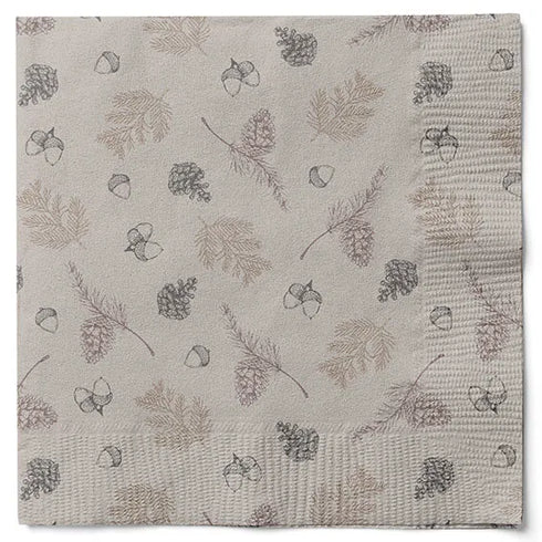 Servetter, 3-lags, Brun/Grå, Winter Forrest