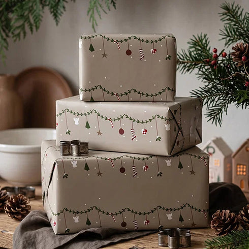 Presentpapper, Joyful Christmas, Grön, 10 m