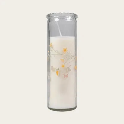 Glass candle, H 16.5cm, White, Easter Joy