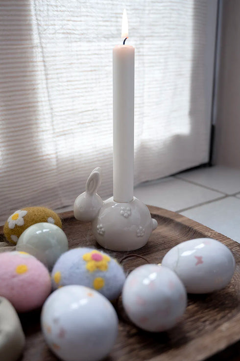 Ljusstake, Påskhare, H 8,5cm, Keramik, Beige