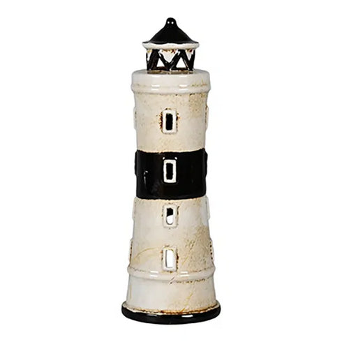 Keramikhus, Fyr, vit/svart, H 21,5cm