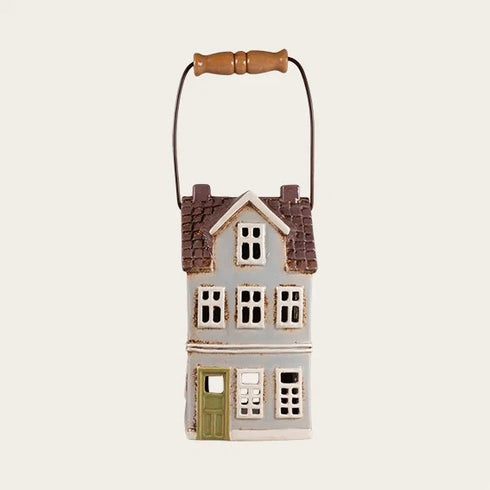 Ceramic House, Grey, with handle, H 22cm
