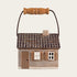 Ceramic house, Brown, with handle, H 13cm