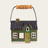 Ceramic house, Green, with handle, H 13cm