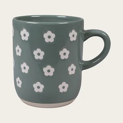 Mug, Summer Flowers, H 9.5cm, Stoneware, Blue