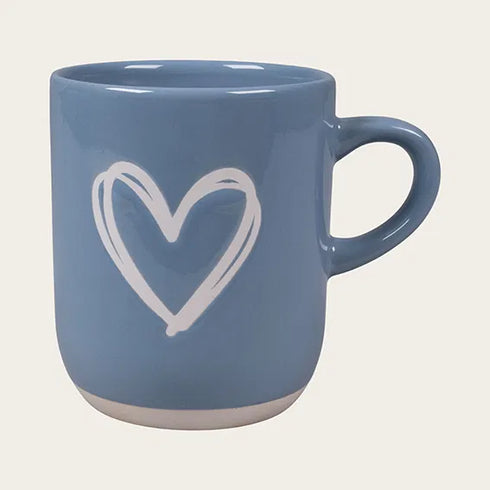 Mug, Heart, H 9.5cm, Stoneware, Blue