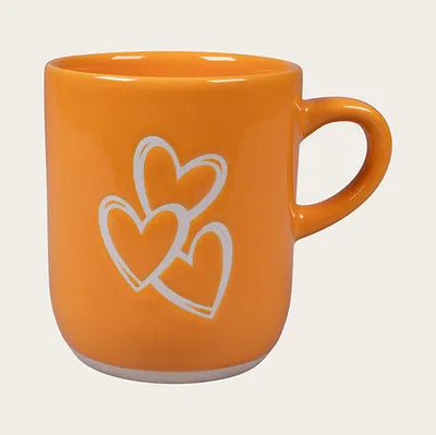 Mug, Hearts, H 9.5cm, Stoneware, Yellow