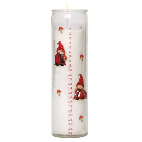 Kalenderljus i glas, 1-24, tomtenissar, lång brinntid