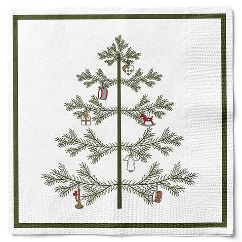 Servetter, 3-lags, Vit, Julgran
