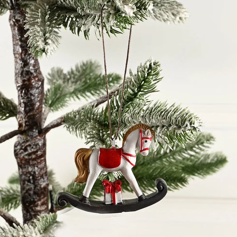 Gunghäst för upphängning, H 4cm, Röd/Vit