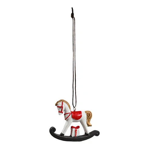 Gunghäst för upphängning, H 4cm, Röd/Vit