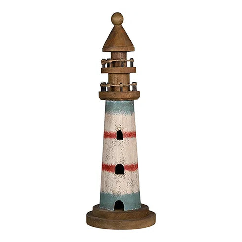 Fyr för dekoration, H 40cm, Trä/vit