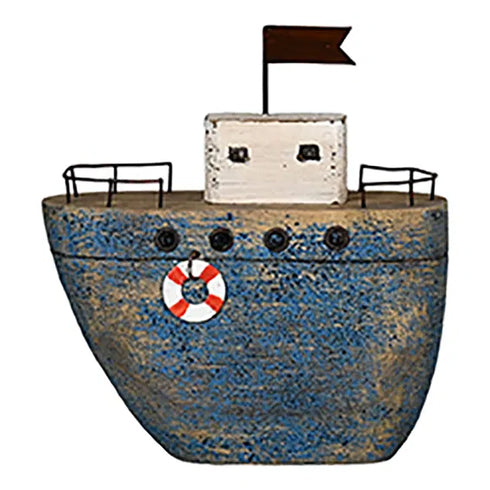 Husbåt i trä, H14cm, blå