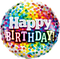 18" ROUND QX FOIL PRINT 001CT BDAY RAINBOW CONFETTI