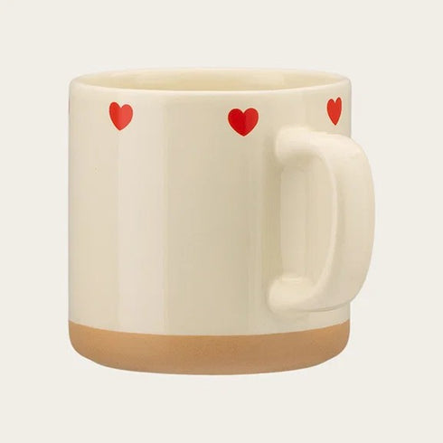 Mugg, vit med hjärtan, H 9cm