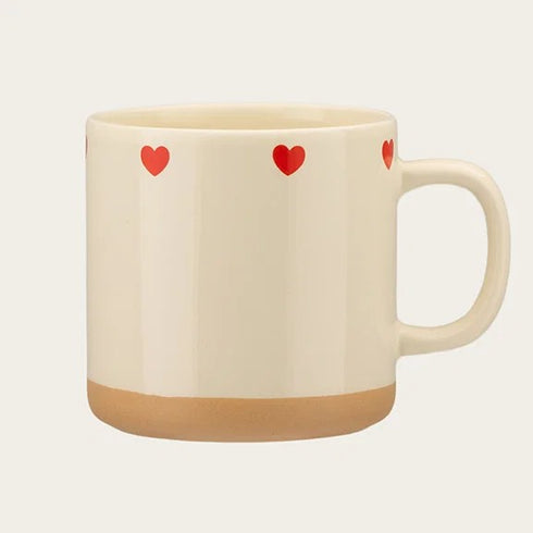 Mugg, vit med hjärtan, H 9cm