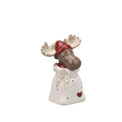Juldekoration Julälg i julklappsäck H 10cm, Keramik