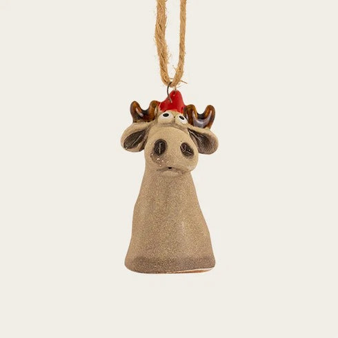 Christmas animal for hanging, Moose with dangling legs, H 6.8 cm, Stoneware