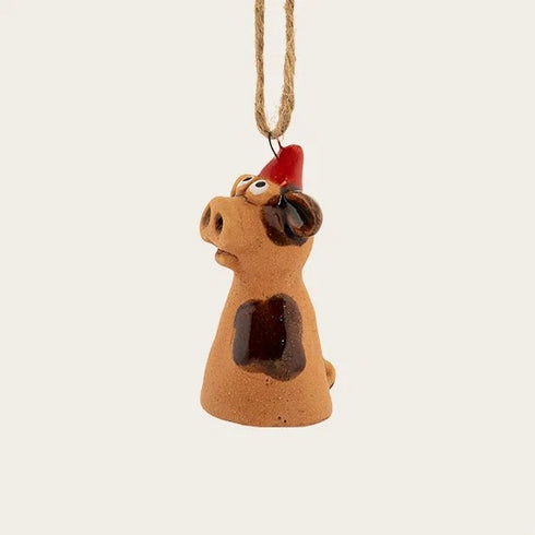 Christmas animal for hanging, Pig with dangling legs, H 6.8 cm, Stoneware