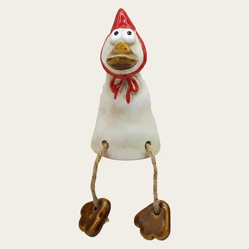 Julanka med hängande ben, H 9,5 cm, Stengods