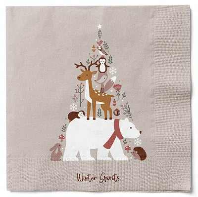 Servetter, 3-lags, Beige, Isbjörn, Winter Spirits