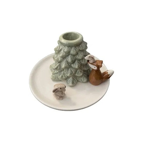 Ljusstake, Winter Spirits, H8,5cm, Dolomit, Grön