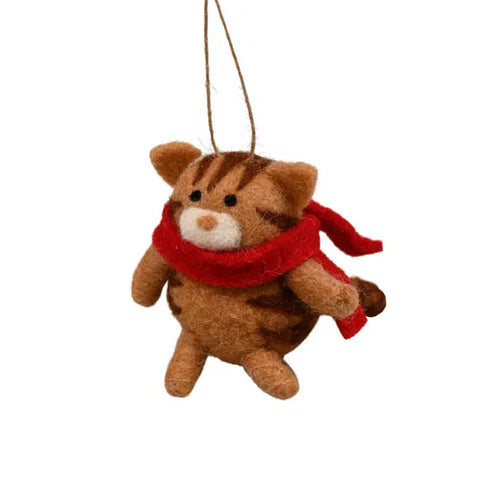 Katt, H7cm, Ull/Polyester, Orange