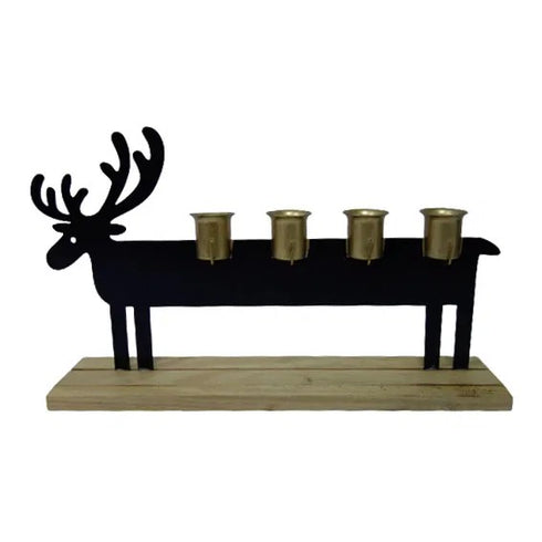 Adventsljusstake ren, H18,5cm, Metall/Trä, Svart