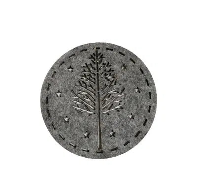 Bordstablett, Julgran, Dia.10cm, Grå