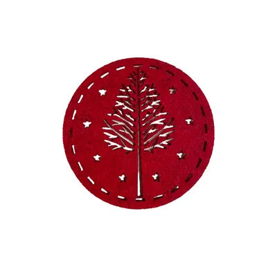 Bordstablett, Julgran, Dia.10cm, Röd