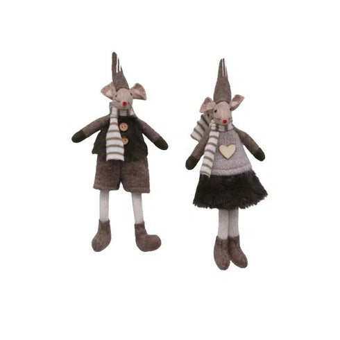 Möss, H29cm Polyester, 2ass, Brun & Grå