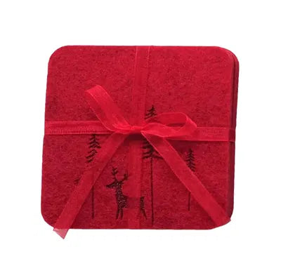 Underlägg, 4/set, 10x10cm, Röd