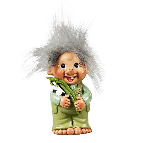 Troll med snödroppe, H 10cm, 1/ask, Grön, Trolls