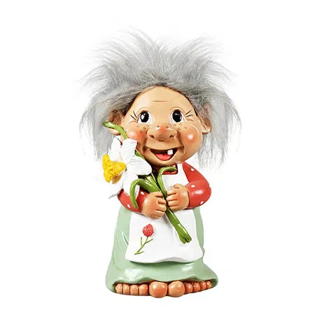 Trollflicka med påsklilja, H 16cm, 1/låda, Grå, Trolls