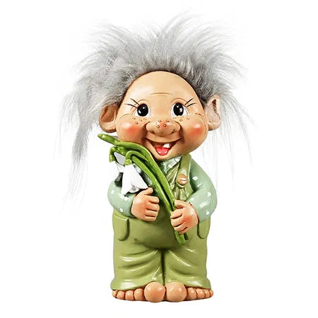 Troll med snödroppe, H 16cm, 1/låda, Grön, Trolls