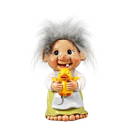 Troll Flicka med anka, H 10cm, 1/låda, Grön, Trolls